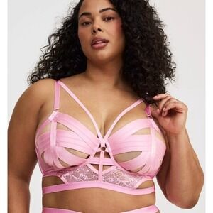 Torrid 3X Strappy Vixen Elastic Underwire Bra Pink Bandage Sexy Bralette